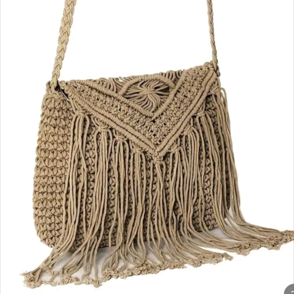 Purse Tassel Tote over the shoulder Boho Style Shoulder Bag Hippie Purse - Picture 2 of 10